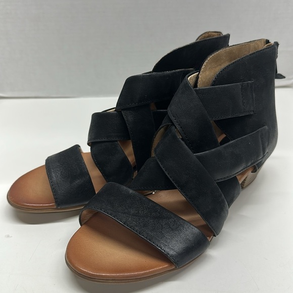 Miz Mooz Chasen Leather Heeled Sandals Shoes Strappy Open Toe Black Size 42 11 - Picture 3 of 9